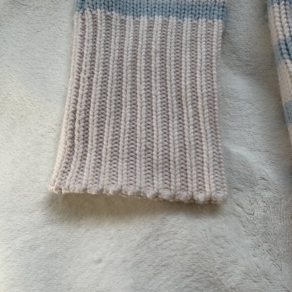 La Ligne Marin Striped Wool and Cashmere Sweater Cream and Periwinkle Size S - Picture 7 of 15